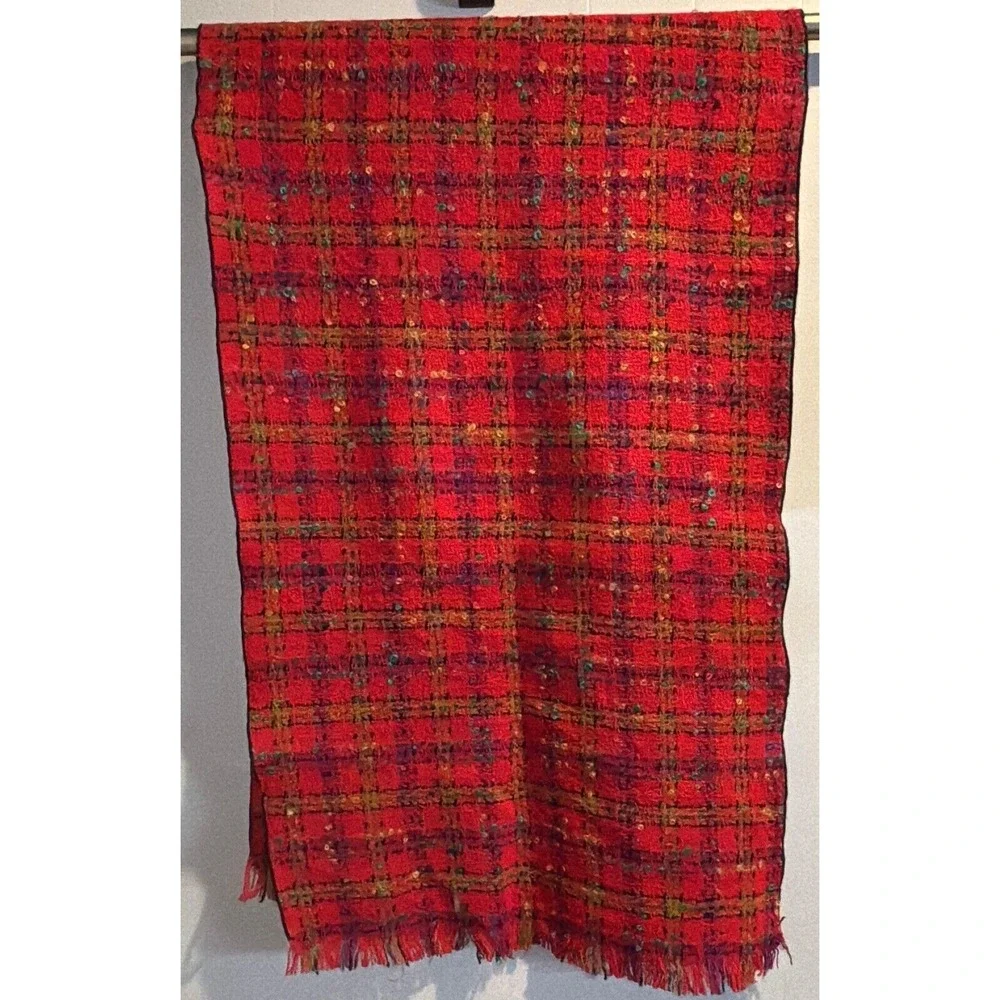 French Made Wool/Mojair Woven Lightweight Scarf‎ Multicolor 60x20